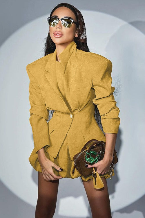 Structured Notch Lapel Fitted Two Piece Blazer Skirt Set Main image