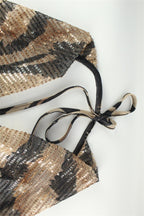 Sequin Tiger Print Halter Party Dress