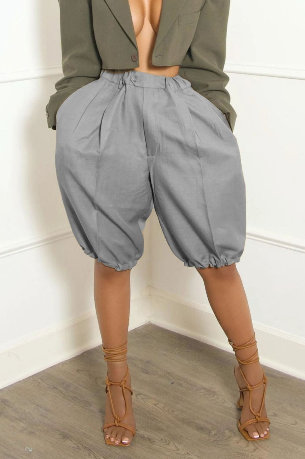 Casual Elastic Waist Harem Shorts