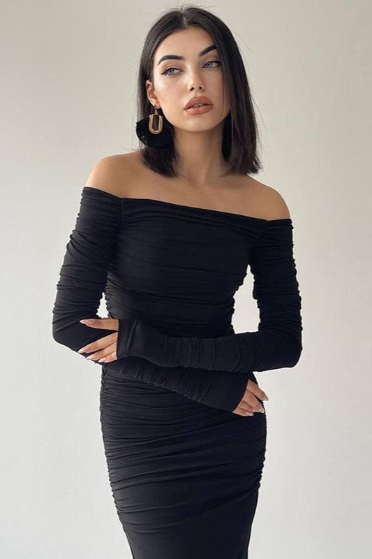 Solid Off Shoulder Bodycon Formal Dress Secondary image