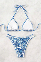 Halter Tie Back Paisley Print Bikini Set
