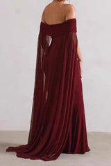 Strapless Cape Long Formal Dress