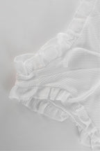 Frill Trim Tie Front Cami Crop Top Shorts Set