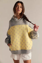 Boho Quilted Floral Patchwork Oversized Hoodie