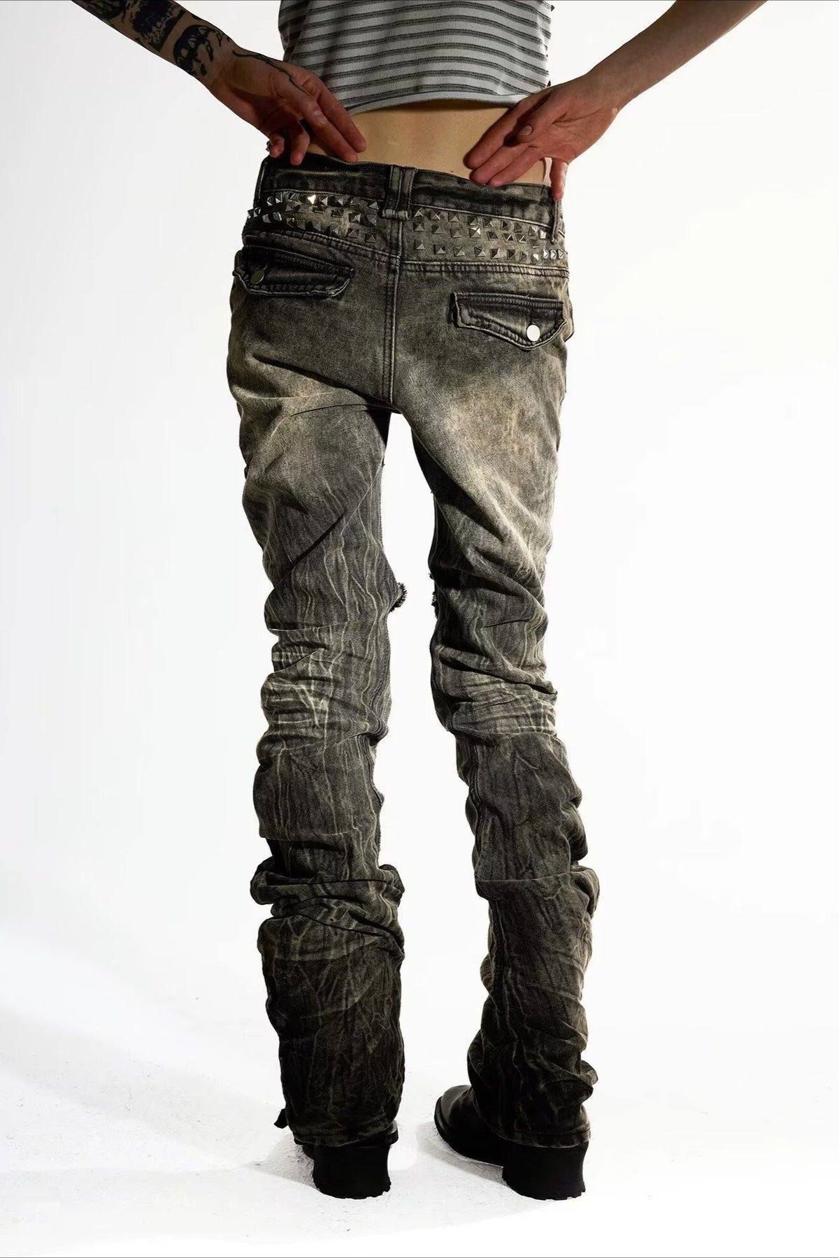 Stacked Wash Slim Flare Jeans