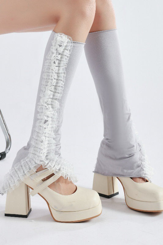 Lace Trim Slouchy Flared Leg Warmers Main image