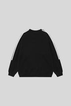 Striped Raglan Logo Oversized Crew Neck Sweatshirt