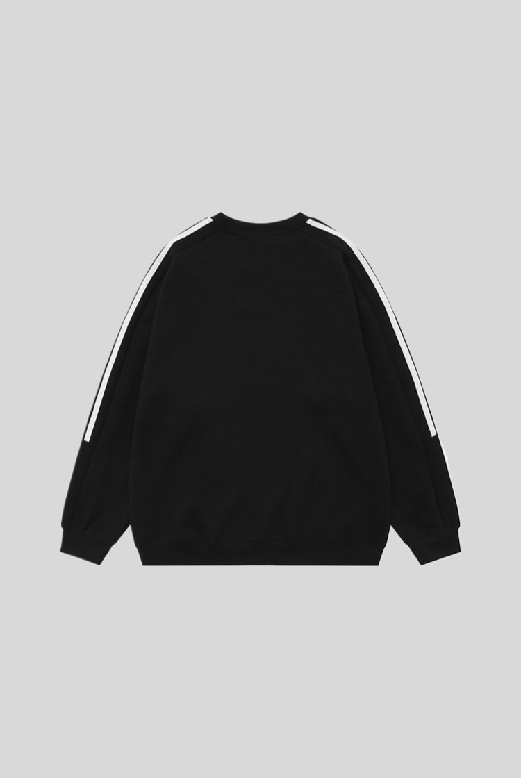 Striped Raglan Logo Oversized Crew Neck Sweatshirt