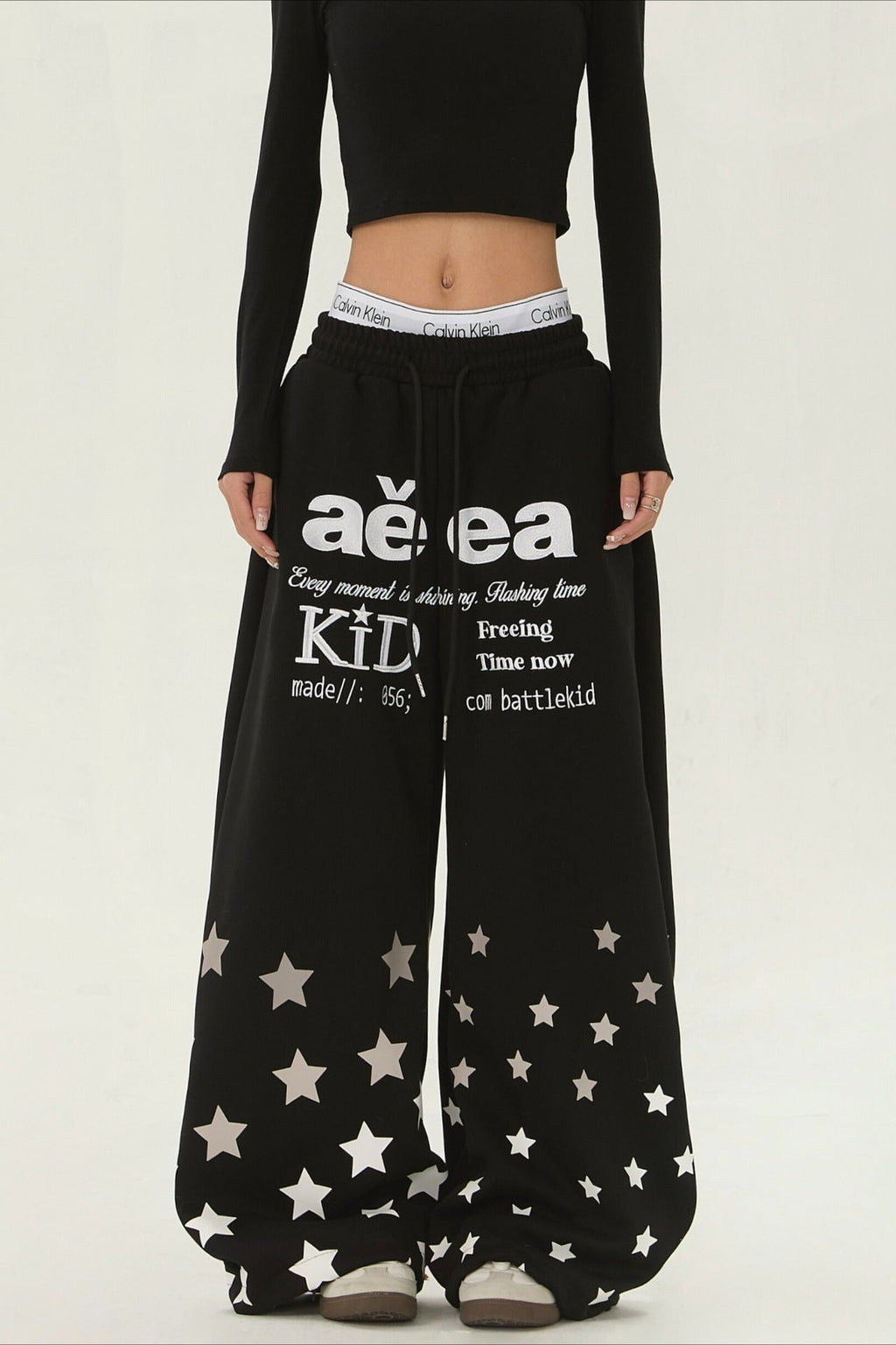 Star Typography Balloon Leg Sweatpants