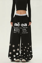 Star Typography Balloon Leg Sweatpants