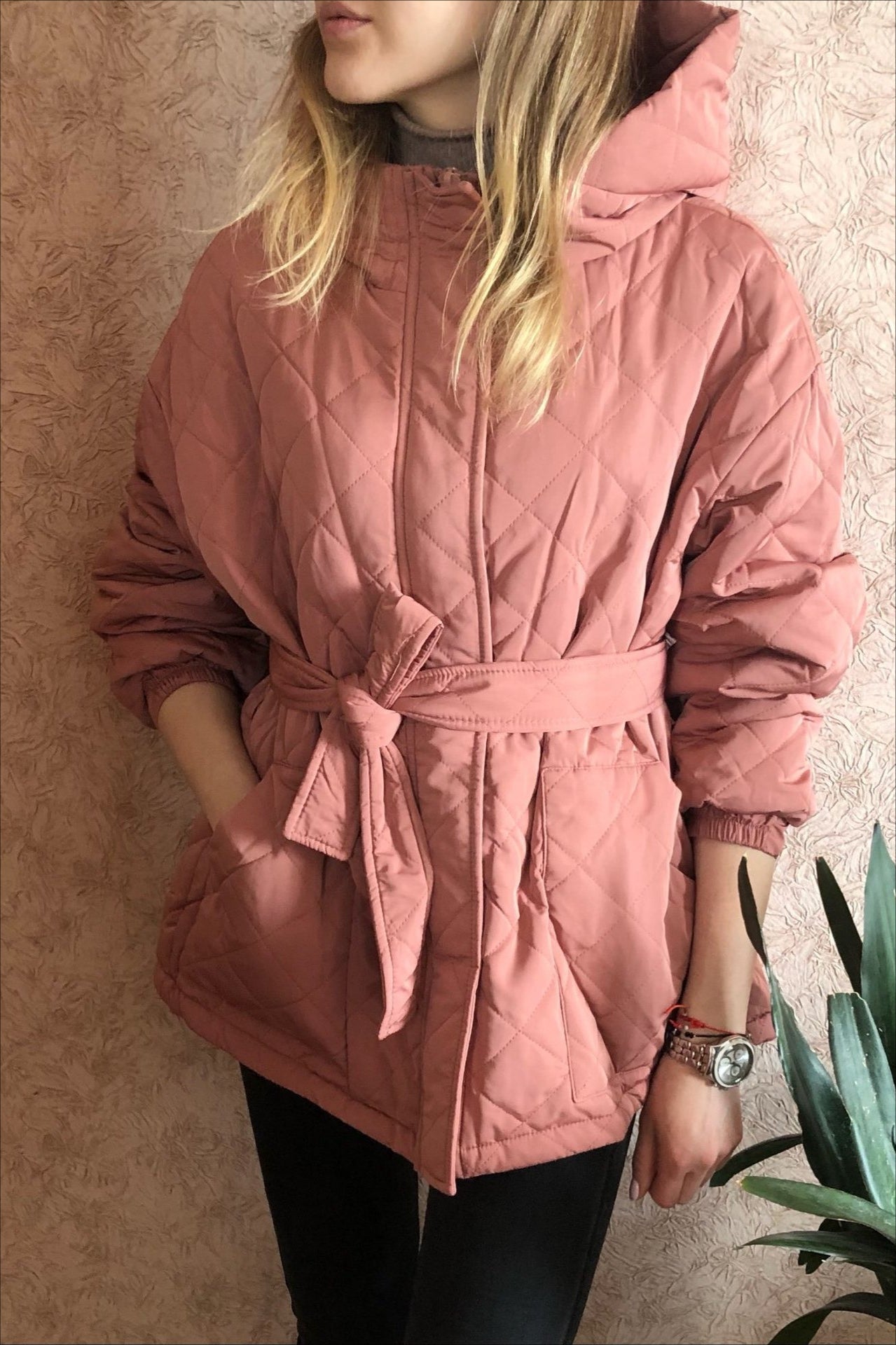 Plus Size Diamond Quilted Puffer Jacket Secondary image