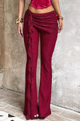 Sexy Lace Ribbon Slim Flare Pants