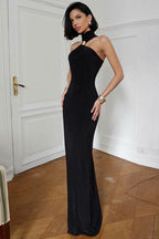 High Neck Sleeveless Slit Formal Dress