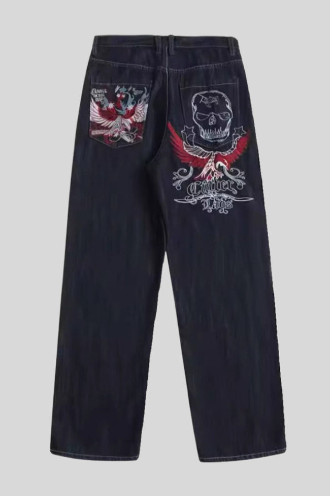 Gothic Multi Pocket Baggy Denim Jeans Main image