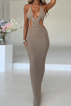 Sexy Low Cut Tie Back Maxi Vacation Dress