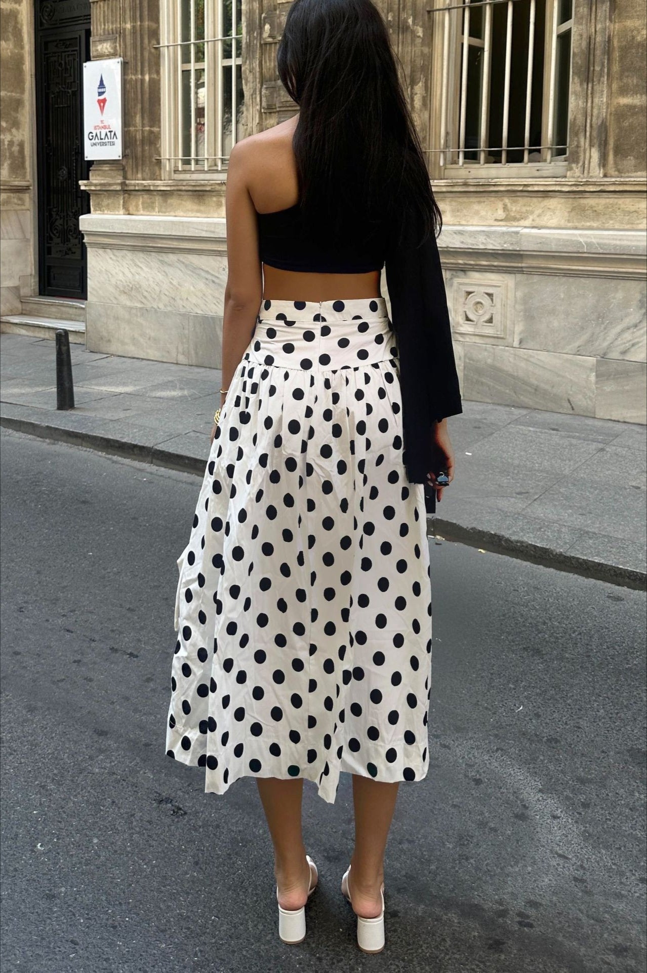 Polka Dot High Waist A-Line Skirt Secondary image