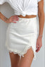High Waist Lace Panel Slit Office Mini Skirt