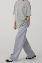 Cotton Bow Print Minimalist Short Sleeve Tee