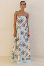 Strapless Printed Off Shoulder Maxi Boho Dress