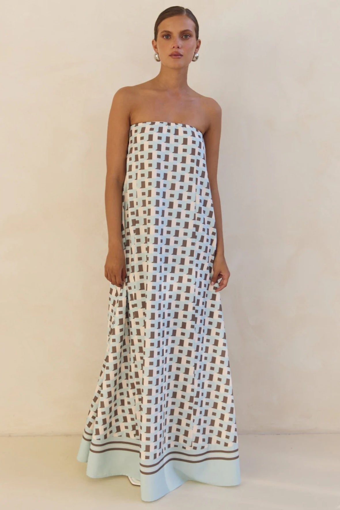 Strapless Printed Off Shoulder Maxi Boho Dress