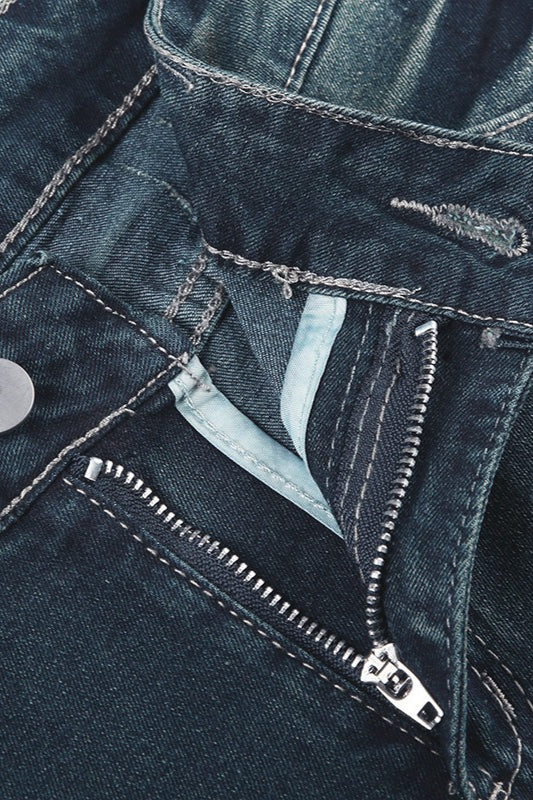 Rhinestone Distressed Denim Mini Shorts