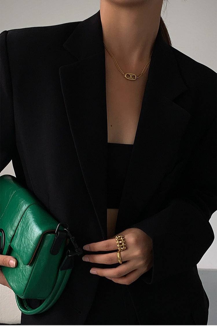 Black Slouchy Retro Style Blazer Secondary image