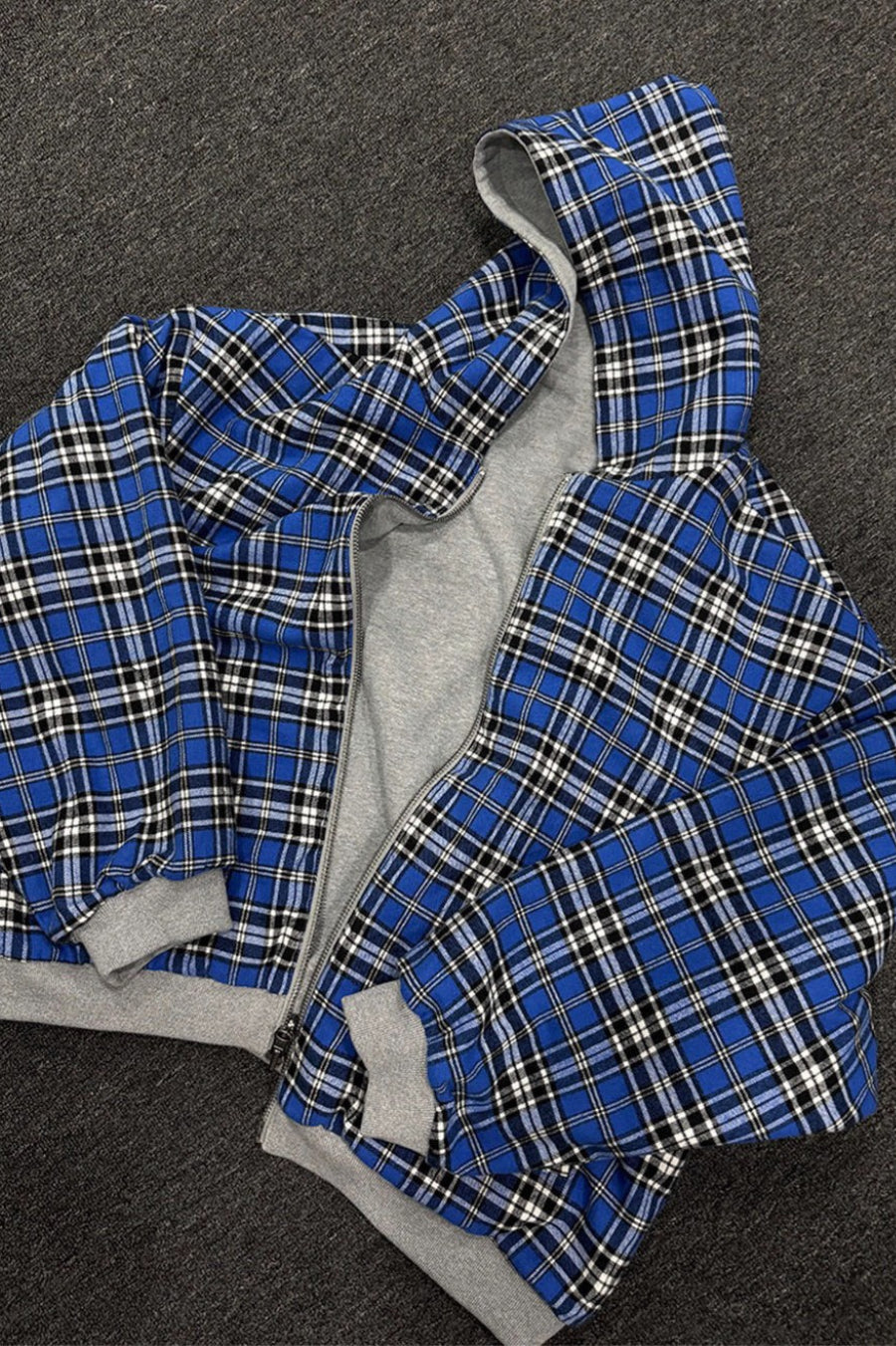 Reversible Checkered Patchwork Heavyweight Hoodie