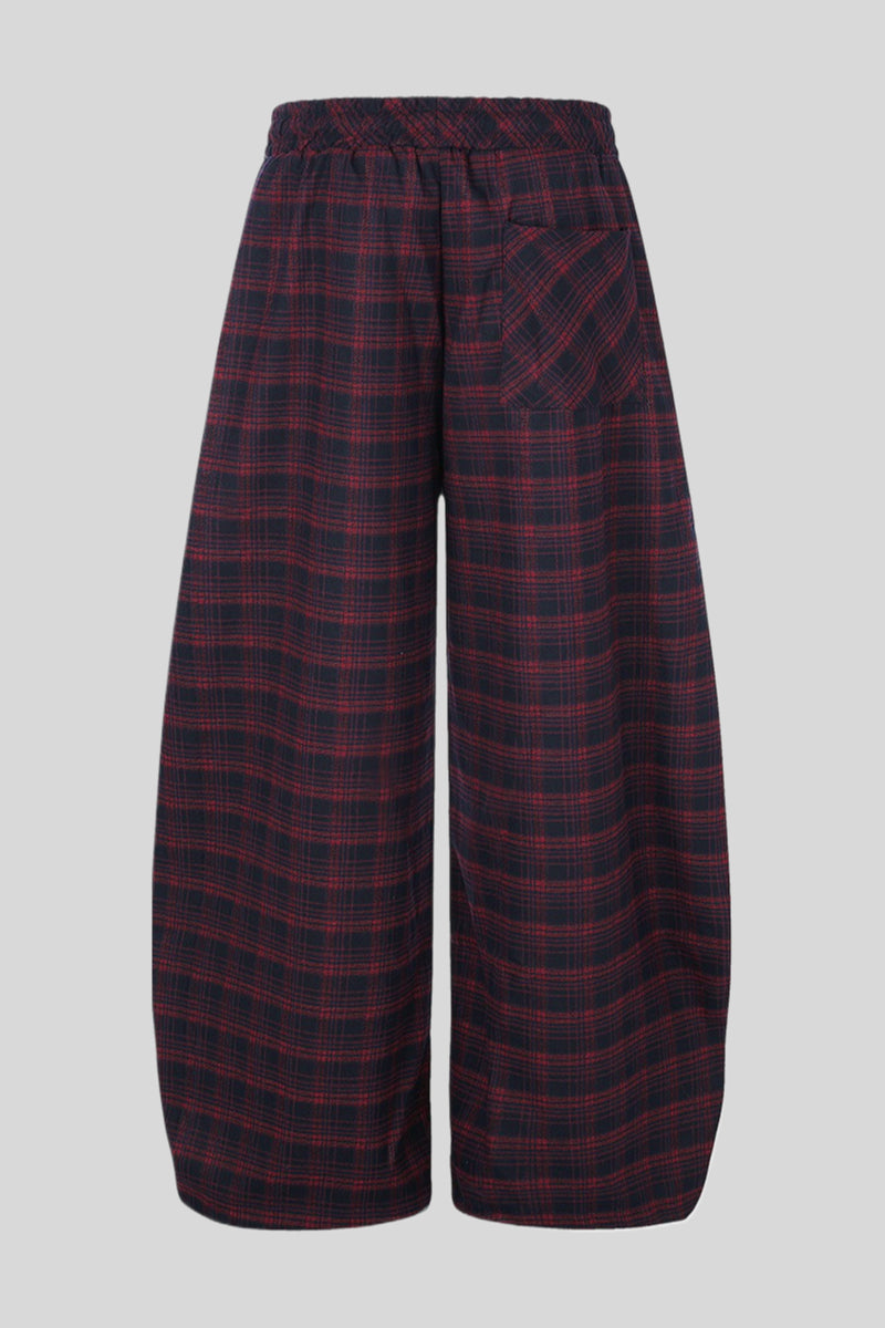 Plaid Baggy Barrel Leg Streetwear Pants
