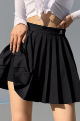 Pleated Anti-Chafe High Waist Pocket Sports Skirt