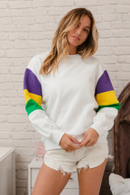 Color Block Sleeve Crew Neck Sweatshirt