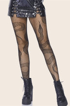 Black Snake Pattern Fishnet Tights