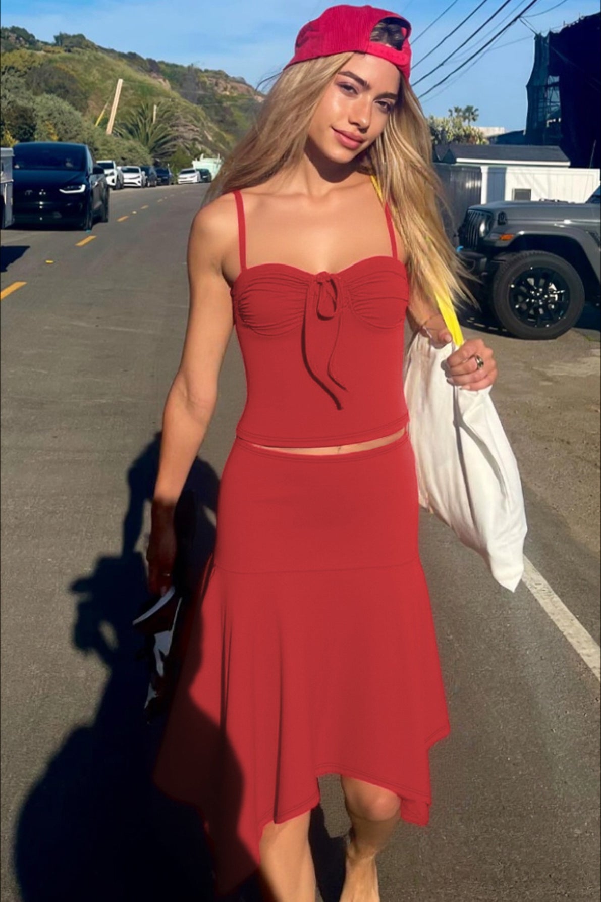 Cami Off Shoulder Cami Flowy Skirt Set Secondary image