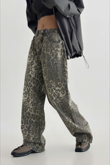 Vintage Leopard High Waist Wide Leg Pants