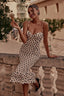 Polka Dot Cami Lace Trim Waist Tie Midi Dress