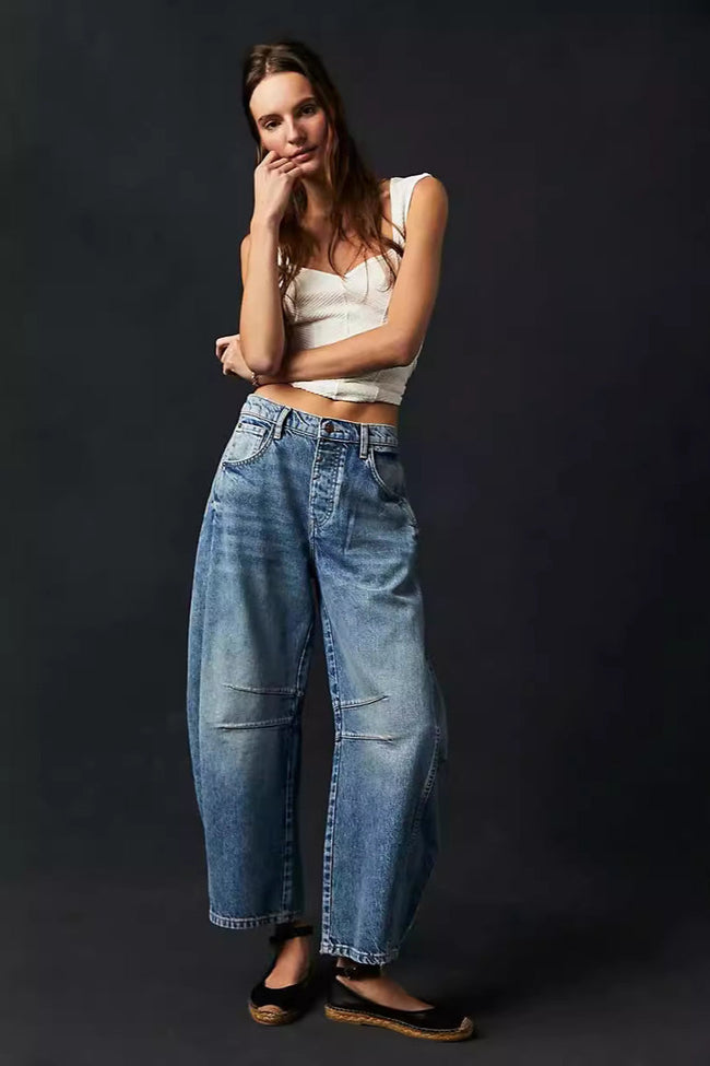 Loose Fit Low Waist Denim Jeans Blue / S Main image