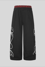 Leopard Waist Script Wide Leg Sweatpants