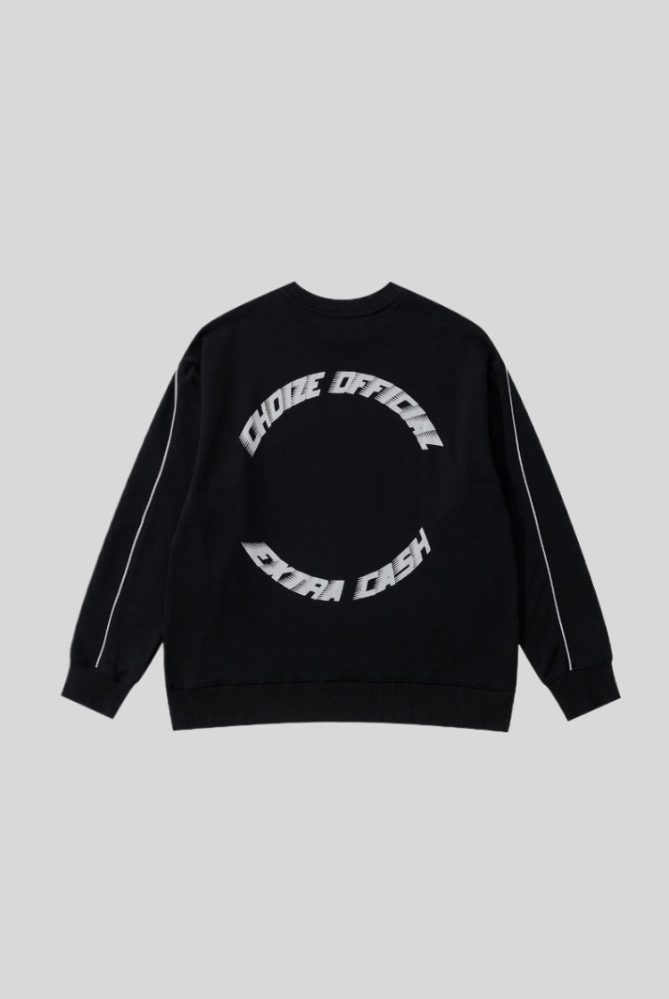 Racing Typography Graphic Piped Oversized Sweatshirt