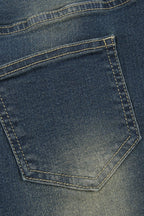 Front Rivet Slim Flare Leg Long Jeans