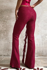 Sexy Lace Ribbon Slim Flare Pants