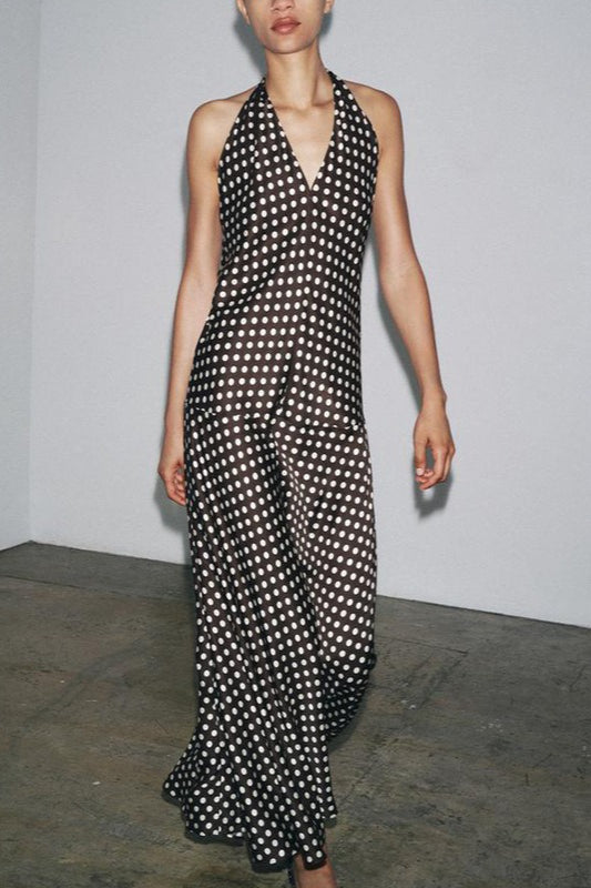 Polka Dot Halter Neck Maxi Dress Main image