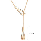 Long Teardrop Pendant Slide Chain Lariat Necklace