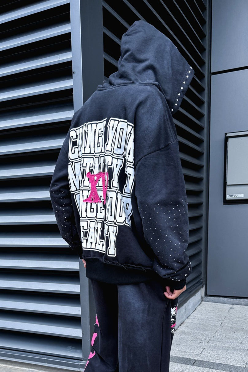 Street Graffiti Letter Rhinestone Hoodie