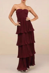 Ruched Bustier Tiered Hem Formal Dress