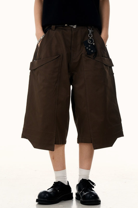 Pleated Wide Leg Cargo Bermuda Jeans Main image