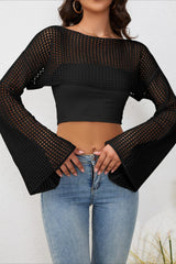 Mesh Cutout Knit Chic Cover Up Crop Top
