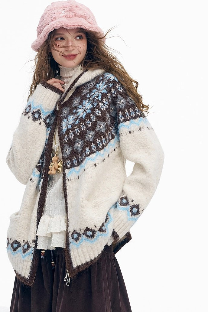 Color Block Chunky Hooded Sweater