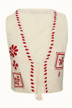 Contrast Embroidered Vest Top Boho Pants Set