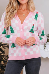 Plaid Drop Shoulder Christmas Cardigan