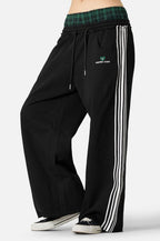 Stripe Embroidered Double Waist Sweatpants