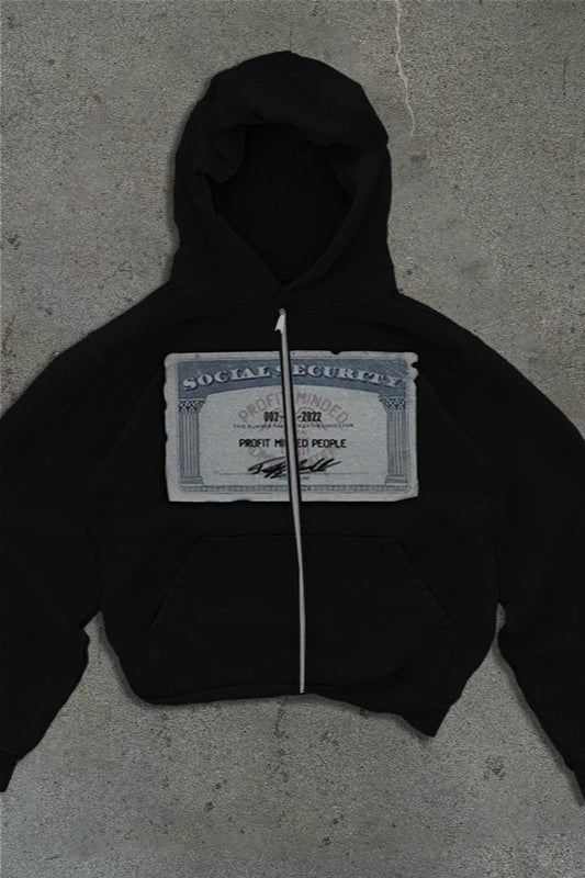 Cash Print Relaxed Fit Street Zip-Up Hoodie